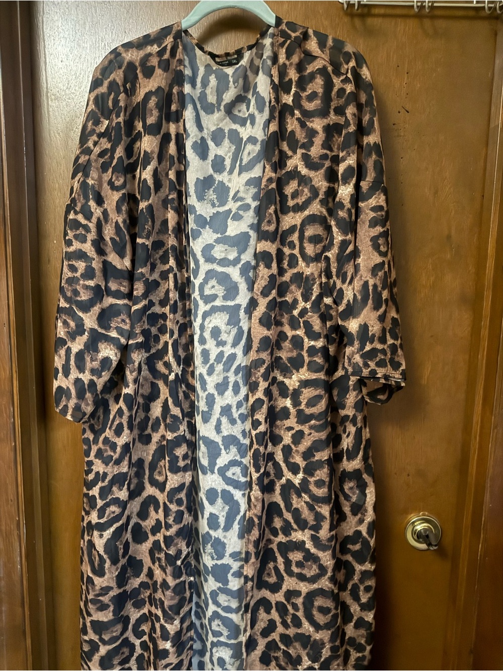 SHEIN Curve Brown and Black Leopard Print Open-Front Cape